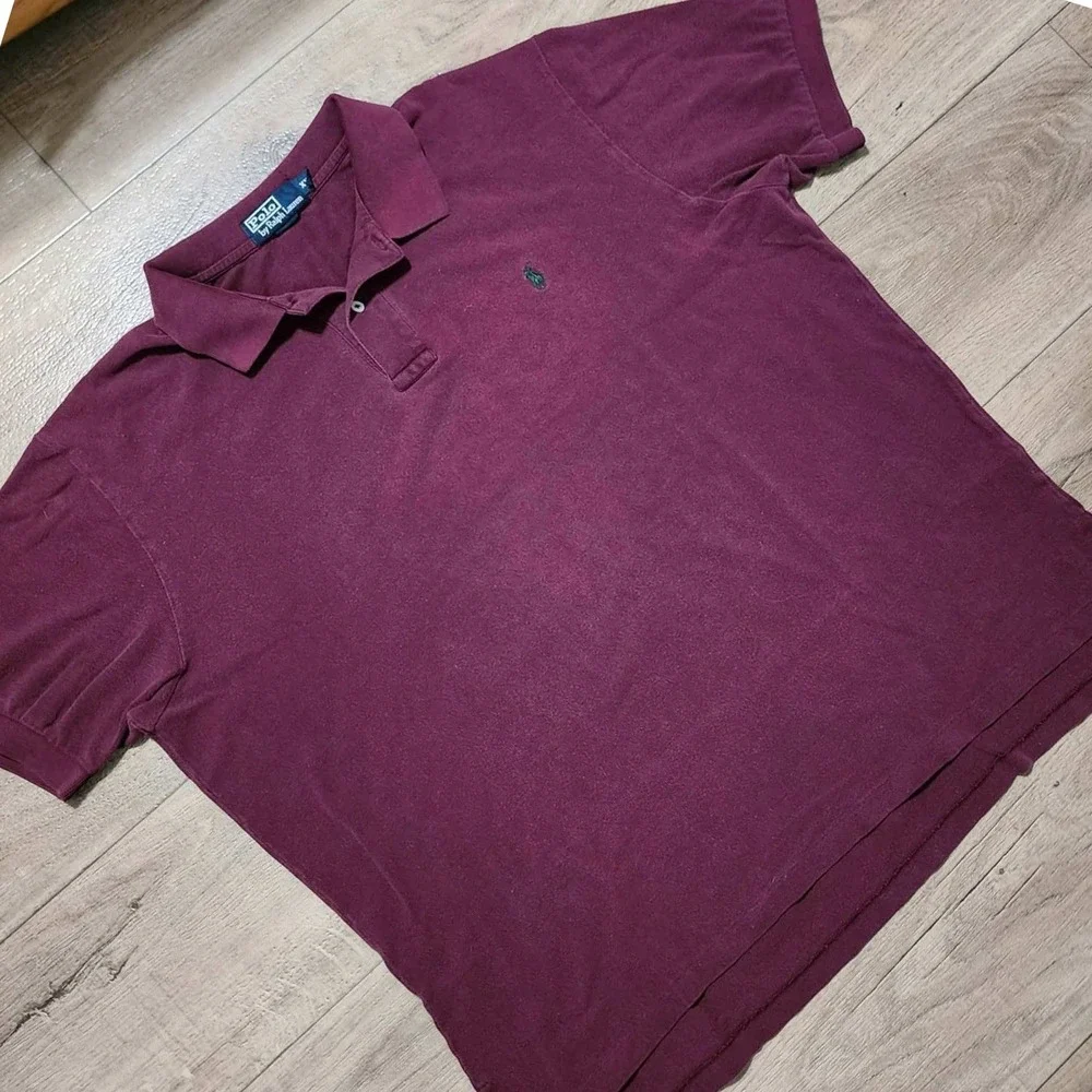 Polo Ralph Lauren Mens XXL Burgundy Maroon Short Sleeve Pique Polo Pony Logo
